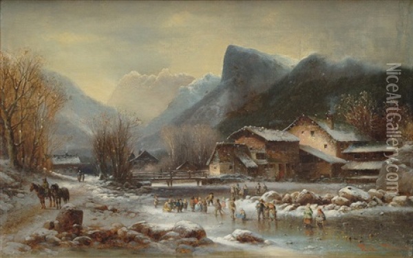 Muhle Am Brenner In Tirol Oil Painting - Anton Doll