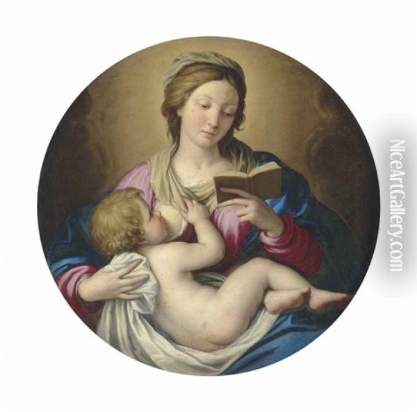 The Madonna And Child Oil Painting - Giovanni Battista Salvi (Il Sassoferrato)