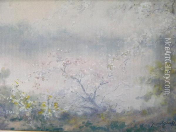 Landscape With Trees Oil Painting - Yamada Baske