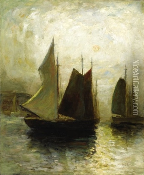 Harbor Scene Oil Painting - Paul Bernard King