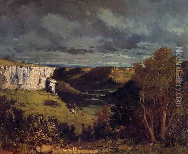 The Valley of the Loue in Stormy Weather Oil Painting - Gustave Courbet