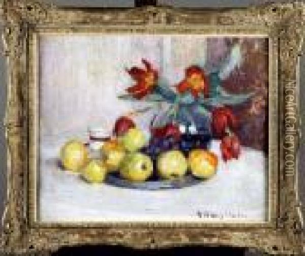 [nature Morte Aux Pommes] Oil Painting - Gaston Haustrate