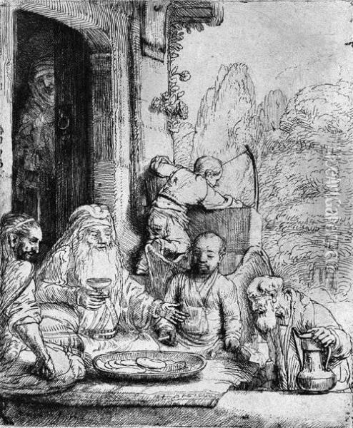Abraham, Die Engel Bewirtend Oil Painting - Rembrandt Van Rijn