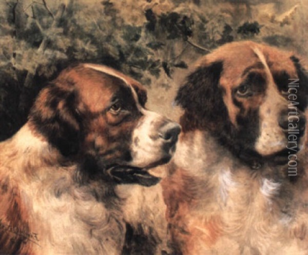 Pair Of Saint Bernards Oil Painting - Edmund Henry Osthaus