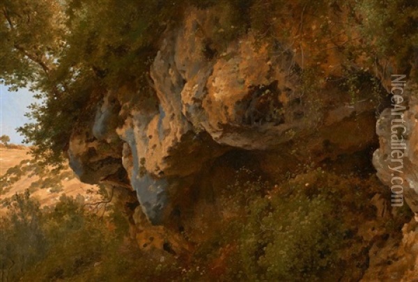 Vue Presumee De La Grotte De Vicovaro A Tivoli Oil Painting - Jean Charles Joseph Remond