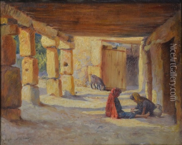 Maison A Djara Oil Painting - Alexis Auguste Delahogue