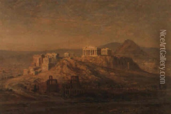 Blick Auf Die Akropolis, Athen Oil Painting - Ernest Karl Eugen Koerner