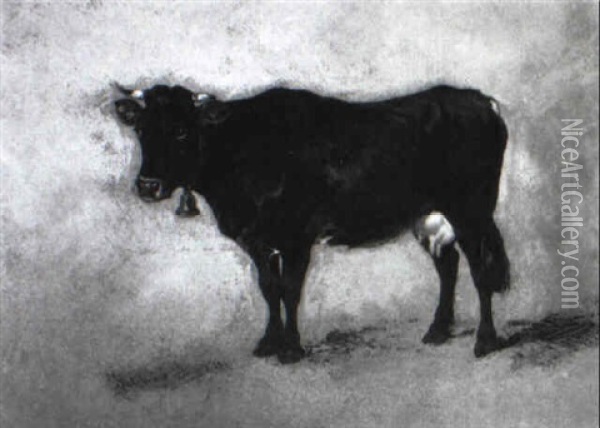 Darstellung Einer Montafoner Kuh Oil Painting - Ludwig Georg Eduard Halauska