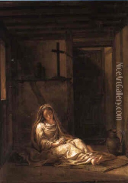Saint Thais In Her Cell Oil Painting - Charles-Antoine Coypel