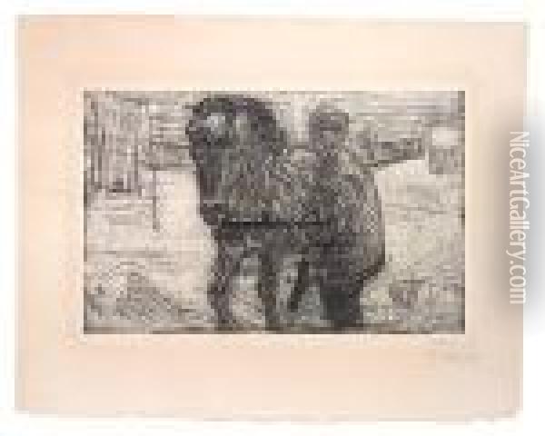 Mann Med Hest I Oil Painting - Edvard Munch