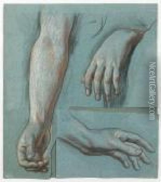 Etudes De Mains Et De Bras Oil Painting - Alexandre Hesse