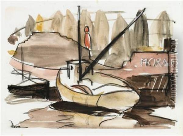 Fishing Boat And Barge Oil Painting - Arthur Garfield Dove