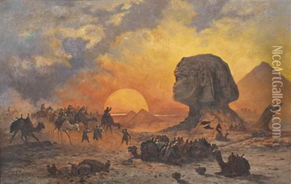 Amongst The Pyramids Oil Painting - Cesare Biseo