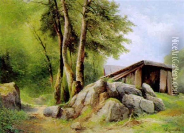 Waldlandschaft Oil Painting - Carl Haunold