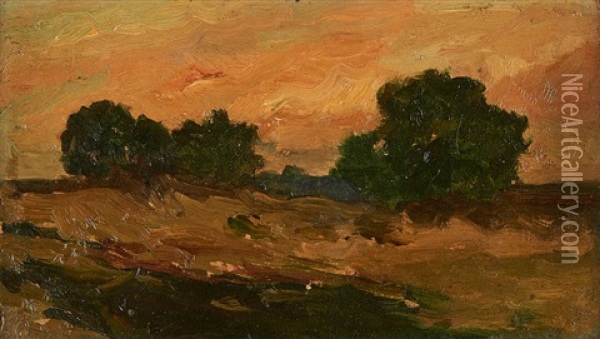 Paysage, Soleil Couchant Oil Painting - Felicien Joseph Victor Rops