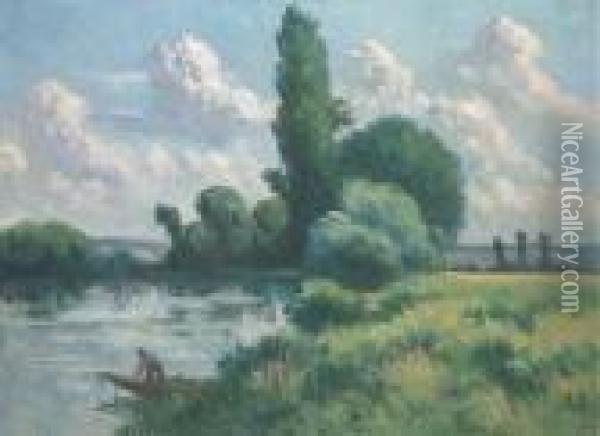 Rolleboise, Le Petit Bras De La Seine Oil Painting - Maximilien Luce