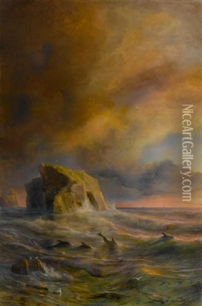 Abendliche Landschaft In Der Nordsee Oil Painting - Baron Jean Antoine Theodore Gudin