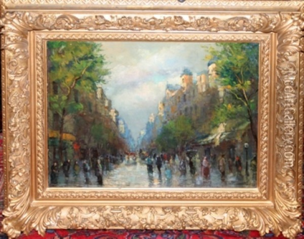 Paris Street Scene Oil Painting - Leon Bonnat