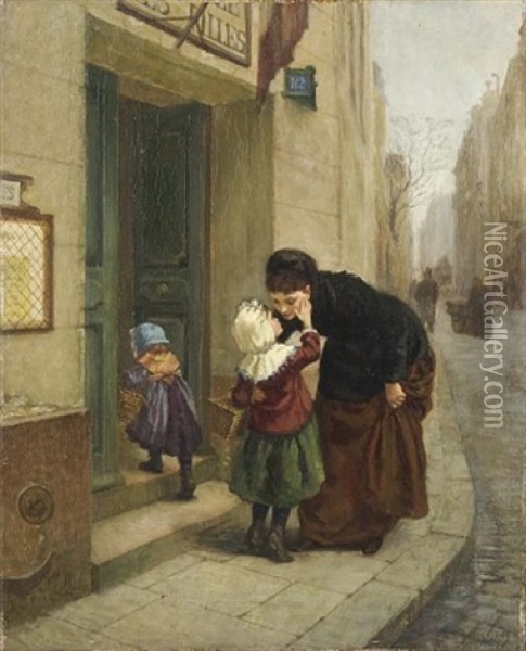 Au Revoir Oil Painting - Charles Edouard Frere