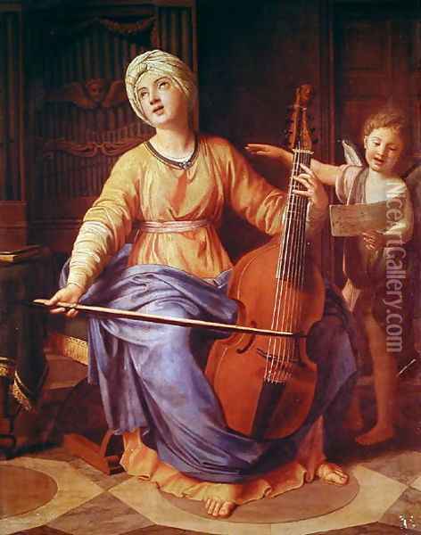 St. Cecilia Oil Painting - Nicolas Colombel