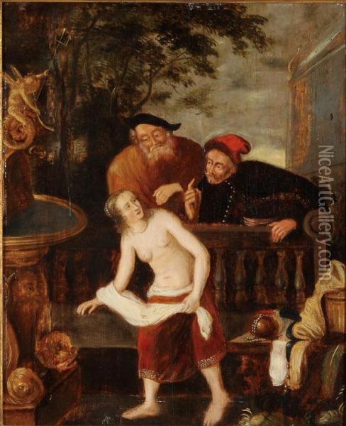 Susannah And The Elders Oil Painting - Jan Massys