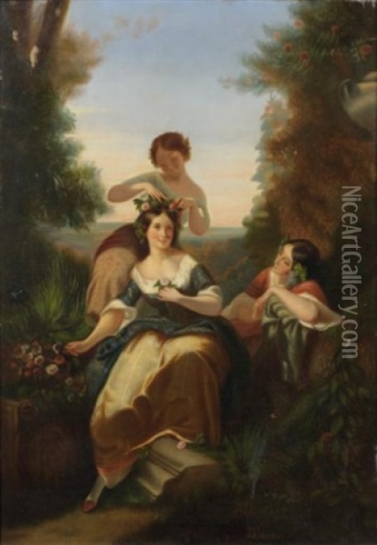 Le Couronnement De Flore Oil Painting - Charles Louis Lucien Mueller