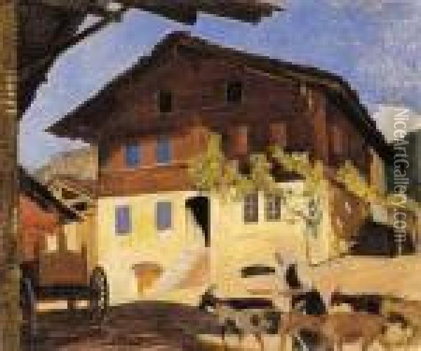 Haus In Saviese Oil Painting - Ernest Bieler