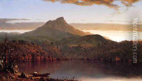A Lake Twilight Oil Painting - Sanford Robinson Gifford