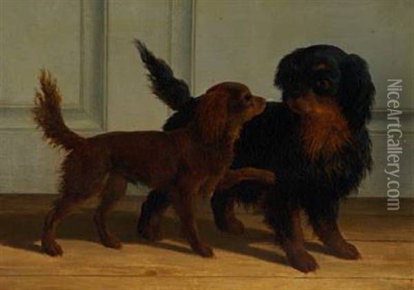 Two Dogs Oil Painting - Carl Frederik Bartsch