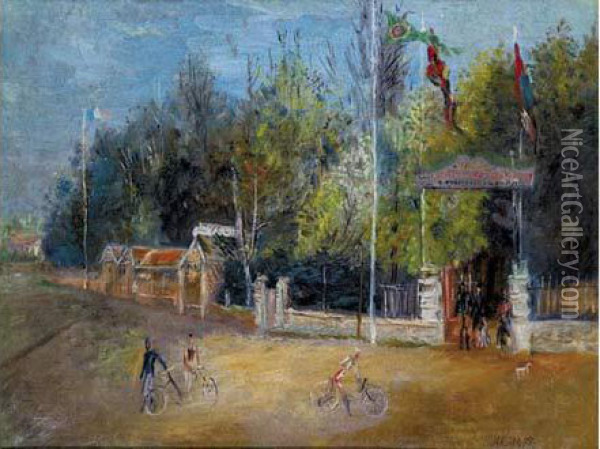 Bicycle Ride, C.1927-1928 Oil Painting - Alexis Pawlowitsch Arapoff