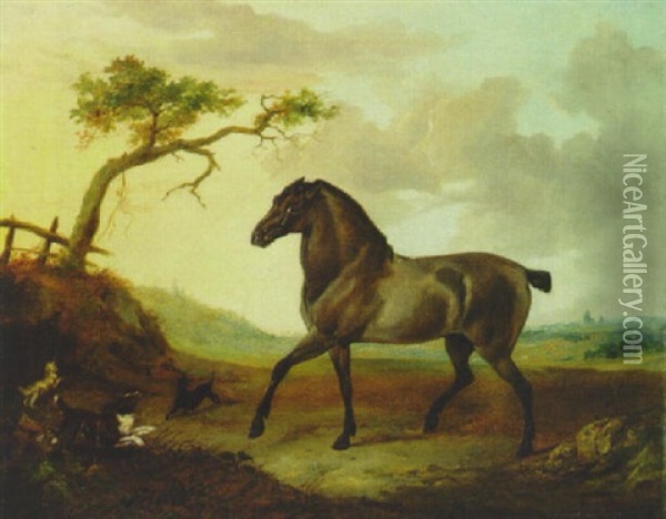A Bay Horse In A Landscape Oil Painting - Richard Ansdell