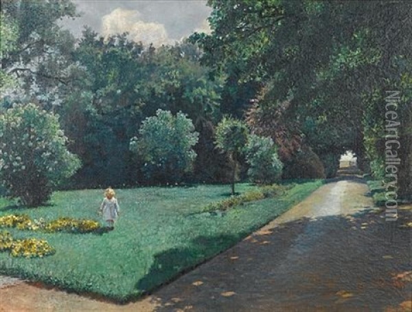 A Child In A Garden Oil Painting - Ivan Fedorovich Choultse