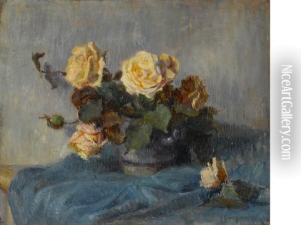 Bouquet De Roses Oil Painting - Paul Gauguin