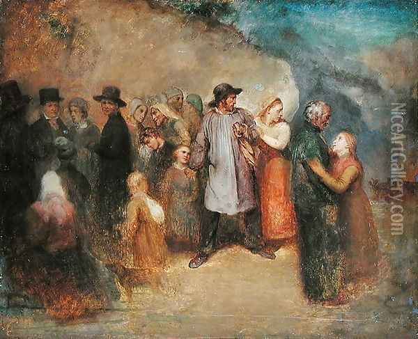 Scene of an Exodus, c.1858 Oil Painting - Ary Scheffer