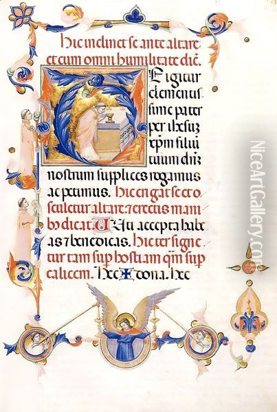 Missal (Folio 58) Oil Painting - Master of the Codex of St. George