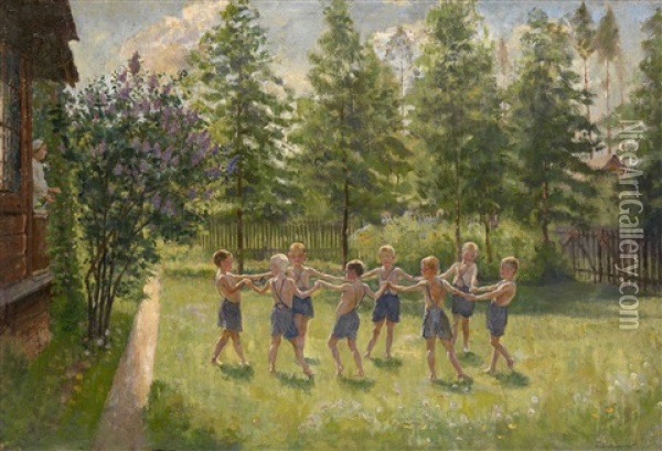 Round Dance Oil Painting - Boris J. Vladimirsky