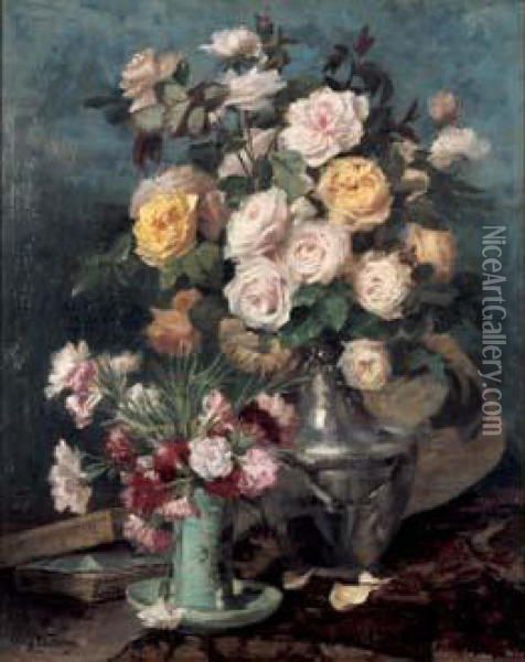 Roses Et OEillets Oil Painting - Juliette Wytsman