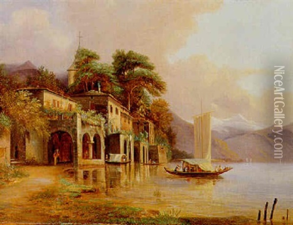 Lago Maggiore, Tessin Oil Painting - Charles Louis Guigon