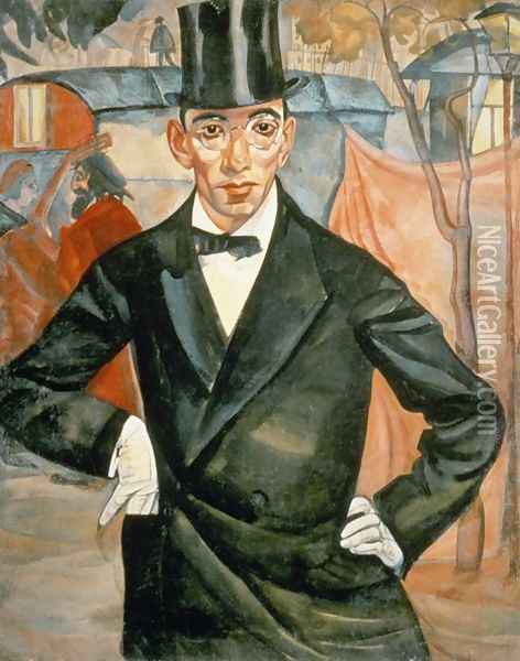 Portrait of Sherling from the cycle of portraits called The face of Russia Oil Painting - Boris Dmitrievich Grigoriev