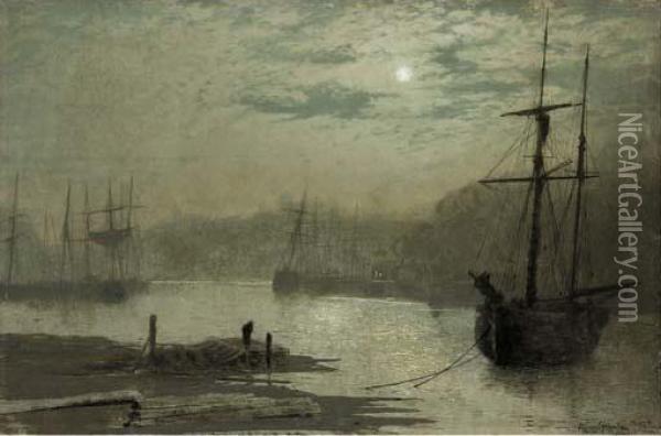 On The Esk, Whitby Oil Painting - John Atkinson Grimshaw
