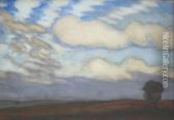 Cloud Study Above Open Country Oil Painting - George Clausen