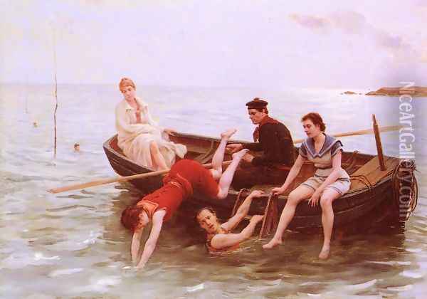 Les Baigneuses (Bathers) Oil Painting - Jules Scalbert
