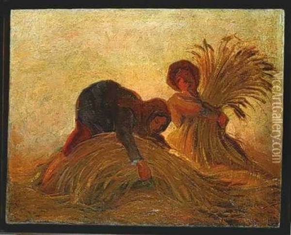 Zniwa Oil Painting - Felicjan Szczesny-Kowarski