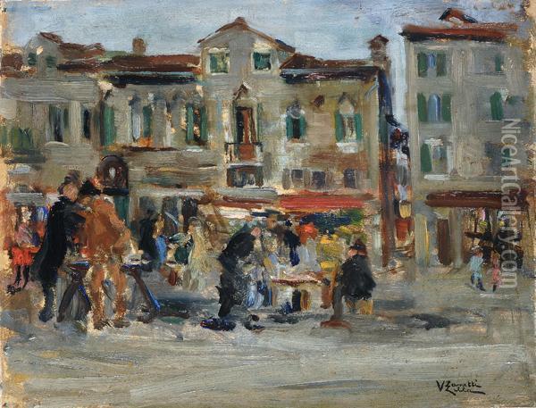 Mercato A Venezia Oil Painting - Vittore Zanetti Zilla