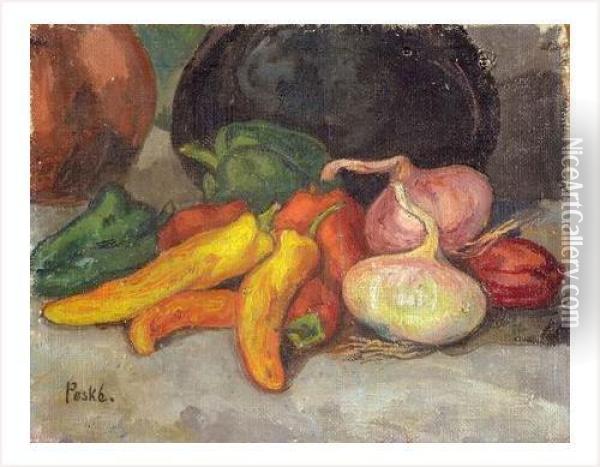 Poivrons Et Oignons Oil Painting - Jean Peske