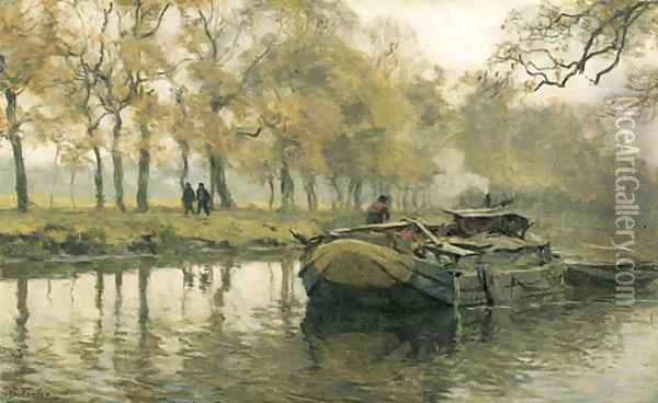 A walk along a canal in autumn Oil Painting - Willem Bastiaan Tholen