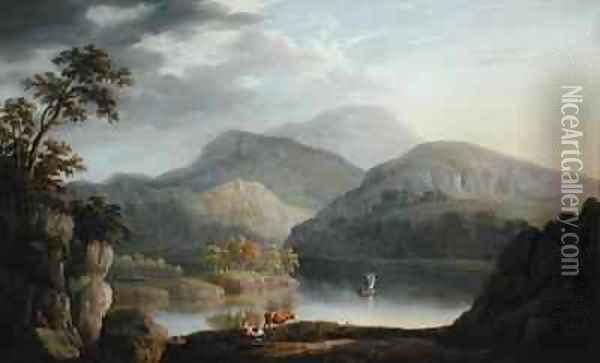 A Lakeland Landscape Oil Painting - Joseph Francis Gilbert