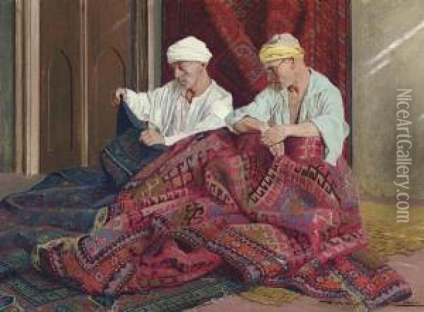 The Carpet Dealers Oil Painting - Feliks M. Wygrzywalski