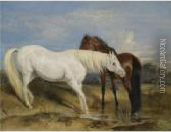 Portrait Of An Arab Mare With Her Foal Oil Painting - Landseer, Sir Edwin