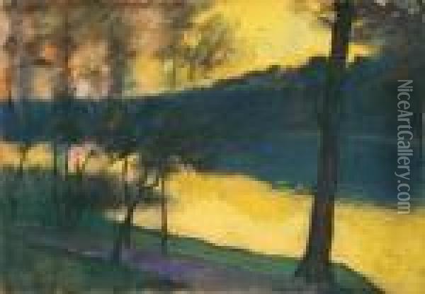 Markischer See Bei Sonnenuntergang Oil Painting - Lesser Ury